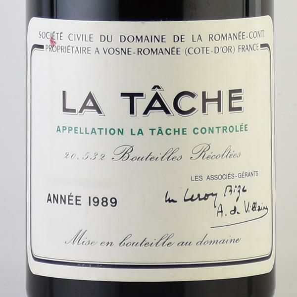 ロマネコンティ ラ ターシュ 1989 ラベル不良 ドメーヌ ド ラ ロマネ コンティ DRC La Tache ラターシュ フランス ブルゴーニュ  赤ワイン