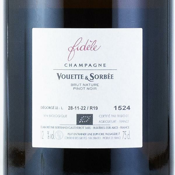 ヴェット エ ソルベ フィデル 2019 Vouette et Sorbee Fidele フランス