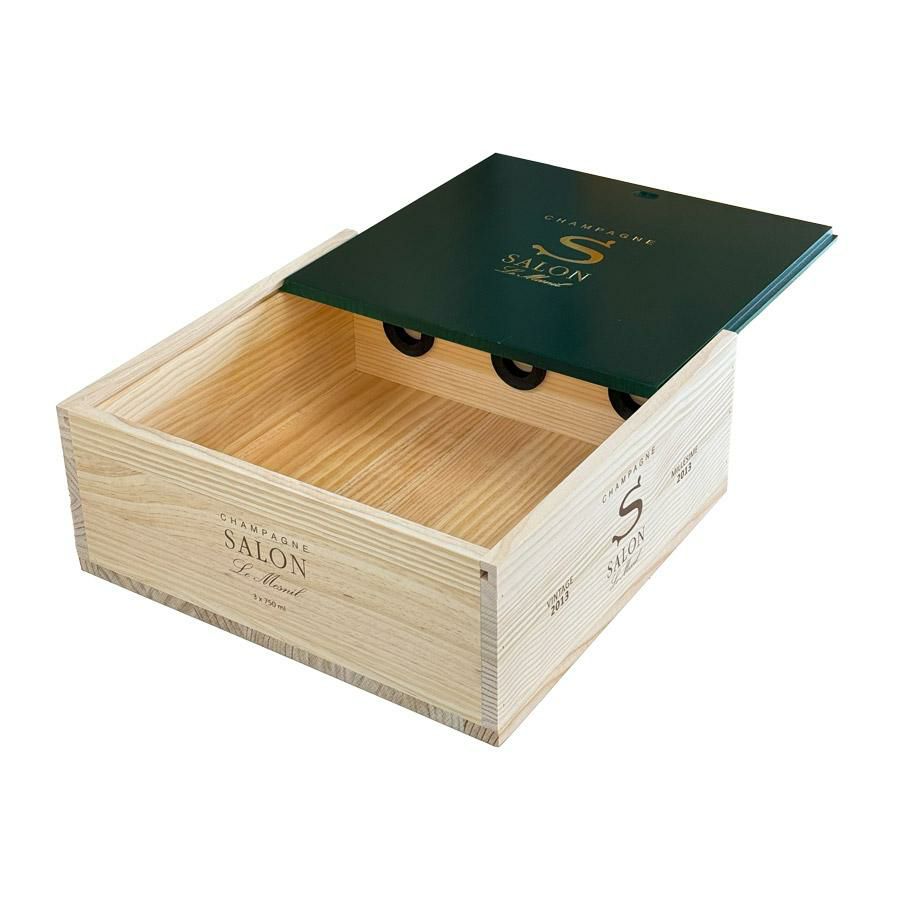 サロン 3本木箱 スライド式蓋付き 【ワイン木箱/木箱のみ】 | 勝田商店